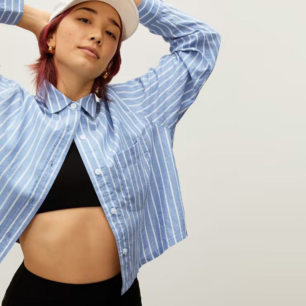 EVERLANE The Silky Cotton Way-Short Shirt  - Size Small